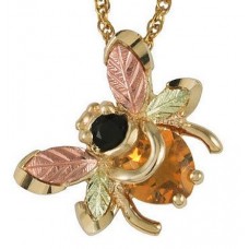 Genuine Onyx and Citrine Bee Pendant - by Coleman